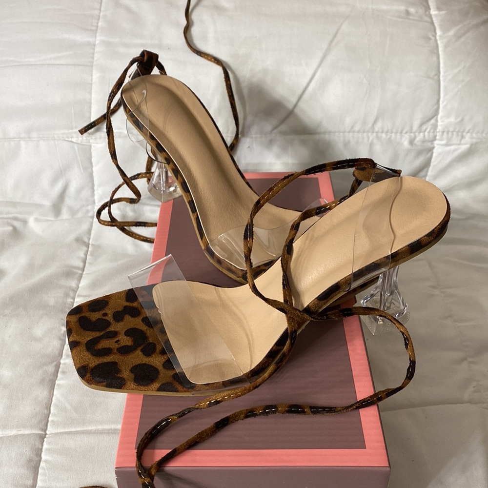 Clear & Leopard Print Heels
